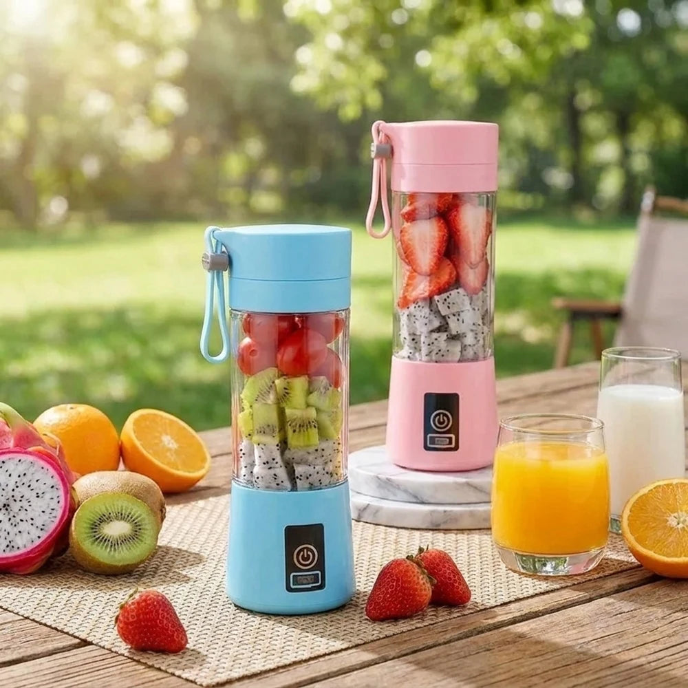 Portable USB Charging Electric Juice Extractor Cup Automatic Mini Juicer with 6-Leaf Blade Rechargeable Fruit Blender Cup for Ho