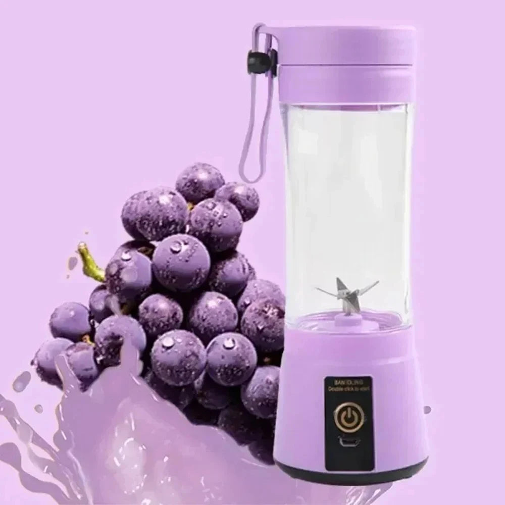 Portable USB Charging Electric Juice Extractor Cup Automatic Mini Juicer with 6-Leaf Blade Rechargeable Fruit Blender Cup for Ho