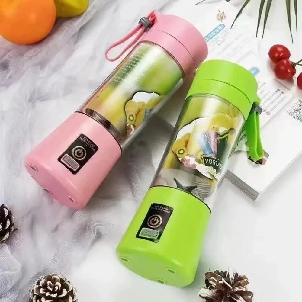 Portable USB Charging Electric Juice Extractor Cup Automatic Mini Juicer with 6-Leaf Blade Rechargeable Fruit Blender Cup for Ho