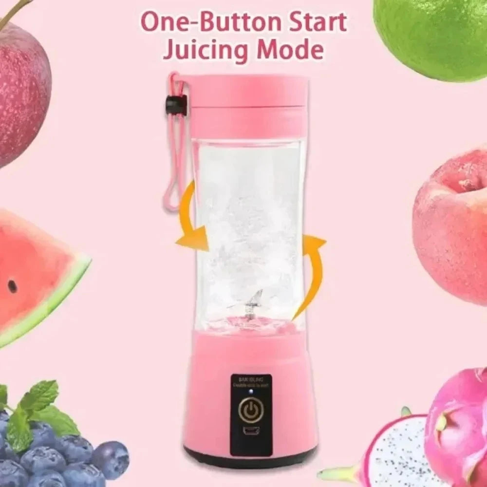 Portable USB Charging Electric Juice Extractor Cup Automatic Mini Juicer with 6-Leaf Blade Rechargeable Fruit Blender Cup for Ho